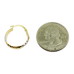 Load image into Gallery viewer, 14K Gold Diamond Cut Tri-Color Hoop Earrings.