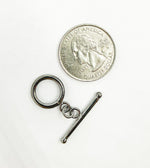 Load image into Gallery viewer, Black Rhodium 925 Sterling Silver Toggle Lock 14mm Round. Toggle10BR