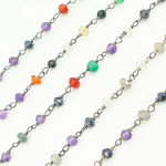 Load image into Gallery viewer, Multi Gemstone Oxidized Wire Chain.