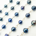 Load image into Gallery viewer, Peacock Pearl Round Shape 925 Sterling Silver Wire Chain