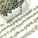 Load image into Gallery viewer, Cats Eye Cluster Dangle Oxidized Silver Wire Chain.