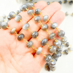 Load image into Gallery viewer, Coated Grey Moonstone Gold Plated Wire Chain