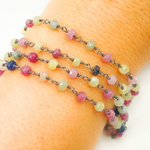 Load image into Gallery viewer, Multi Sapphire Faceted Oxidized Wire Chain.