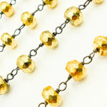Load image into Gallery viewer, Golden Pyrite Faceted Rondel Oxidized Wire Chain.