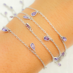 Load image into Gallery viewer, Purple Color Cubic Zirconia Pear Shape Dangle Chain