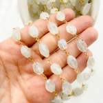 Load image into Gallery viewer, Moonstone Oval Shape Gold Plated Wire Chain