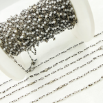 Load image into Gallery viewer, Coated Moonstone & CZ Combination Oxidized Wire Chain