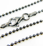 Load image into Gallery viewer, Black Rhodium 925 Sterling Silver Ball 1mm Necklace Chain. 20Necklace