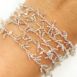 Load image into Gallery viewer, Coated Multi Moonstone Cluster Dangle 925 Sterling Silver Wire Chain. CMS94