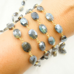 Load image into Gallery viewer, Coated Labradorite Oval Shape Gold Plated Wire Chain. CLB40