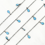 Load image into Gallery viewer, Blue Cubic Zirconia Pear Shape Dangle Chain