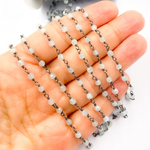 Load image into Gallery viewer, Aqua Blue gemstone Oxidized 925 Sterling Silver Wire Chain