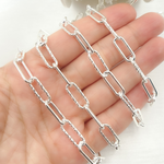 Load image into Gallery viewer, 925 Sterling Silver Paperclip Smooth & Diamond Cut Link Chain.