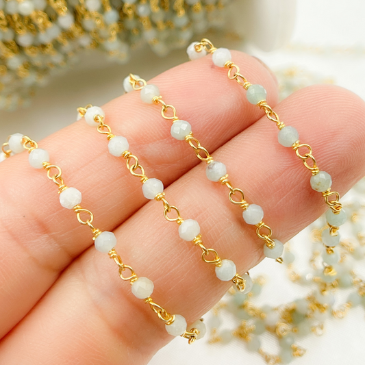 Shaded Amazonite Gold Plated Wire Chain
