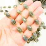 Load image into Gallery viewer, Labradorite Oval Shape Gold Plated Wire Chain