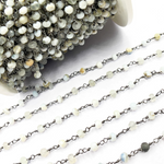 Load image into Gallery viewer, Blue Lace Agate Black Rhodium 925 Sterling Silver Wire Chain