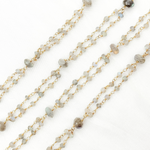 Load image into Gallery viewer, Labradorite Double Gold Plated Connected Wire Chain