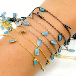 Load image into Gallery viewer, Blue Cubic Zirconia Rectangle Shape Dangle Chain