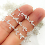 Load image into Gallery viewer, White Moonstone Cluster Dangle 925 Sterling Silver Wire Chain.