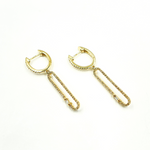 Load image into Gallery viewer, 14K Solid Gold and Diamonds Oval Link Dangle Earrings