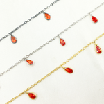 Load image into Gallery viewer, Red Color Cubic Zirconia Pear Shape Dangle Chain