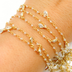 Load image into Gallery viewer, White Topaz & CZ Dangle Gold Plated Wire Chain