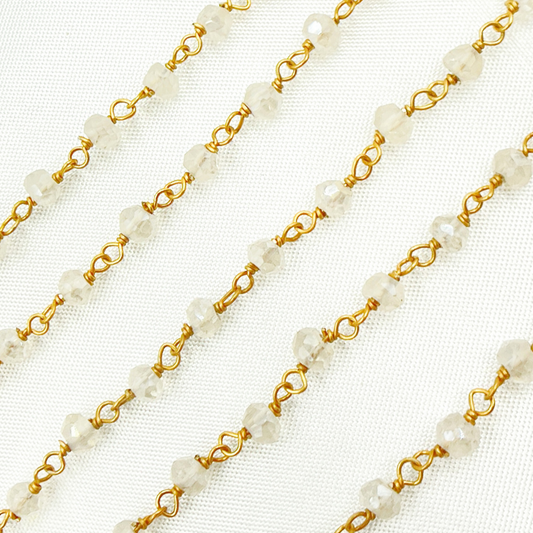 Coated White Topaz Gold Plated Wire Chain.