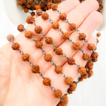 Load image into Gallery viewer, Wood - Rudraksha Round Shape Oxidized Wire Chain