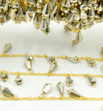 Load image into Gallery viewer, Steel Pyrite Drop Dangle Gold Plated Wire Chain.