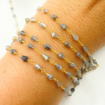 Load image into Gallery viewer, Coated Labradorite Tear Drop Gold Plated Wire Chain.