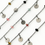 Load image into Gallery viewer, Multi Tourmaline and Dangle Disc Oxidized Wire Chain.