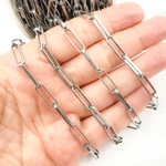Load image into Gallery viewer, Oxidized Sterling Silver Flat Paperclip Link Chain