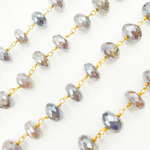 Load image into Gallery viewer, Coated Taupe Moonstone Gold Plated Wire Chain.
