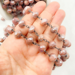 Load image into Gallery viewer, Coated Peach Quartz Oxidized Wire Chain.
