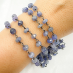 Load image into Gallery viewer, Tanzanite Oxidized Wire Chain.