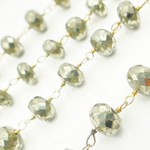 Load image into Gallery viewer, Pyrite Rondel Faceted Gold Plated Wire Chain