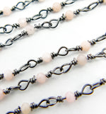 Load image into Gallery viewer, Pink Opal faceted Roundel Wire Wrapped Chain. POP2