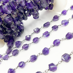 Load image into Gallery viewer, Amethyst Organic Shape Oxidized Wire Chain