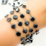 Load image into Gallery viewer, Black Spinel Hexagon Shape Oxidized Wire Chain