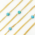 Load image into Gallery viewer, Turquoise Double Gold Plated Connected Wire Chain.