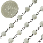 Load image into Gallery viewer, Howlite Gemstone Round Shape Oxidized Wire Chain.