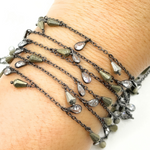 Load image into Gallery viewer, Pyrite and CZ Pear Shape Dangle Wire Chain.