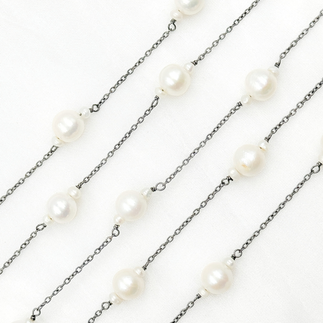 Freshwater Pearl Oxidized Wire Chain.