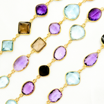 Load image into Gallery viewer, Multi Gemstone Bezel Gold Plated Wire Chain.