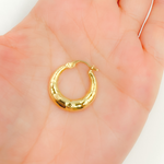 Load image into Gallery viewer, 14K Solid Gold Chunky Flower Engraved Hoop