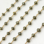 Load image into Gallery viewer, Pyrite Rondel Faceted Gold Plated 925 Sterling Silver Wire Chain
