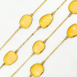 Load image into Gallery viewer, Hydro Quartz Citrine Organic Shape Bezel Gold Plated Connected Wire Chain.