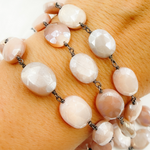 Load image into Gallery viewer, Coated Taupe Oval Moonstone Wire Chain.
