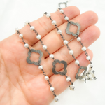 Load image into Gallery viewer, Pearl with Marquis Shape Oxidized Wire Chain