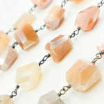 Load image into Gallery viewer, Coated Organic Multi Moonstone Oxidized Wire Chain